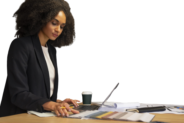 side view woman working desk 1 removebg preview